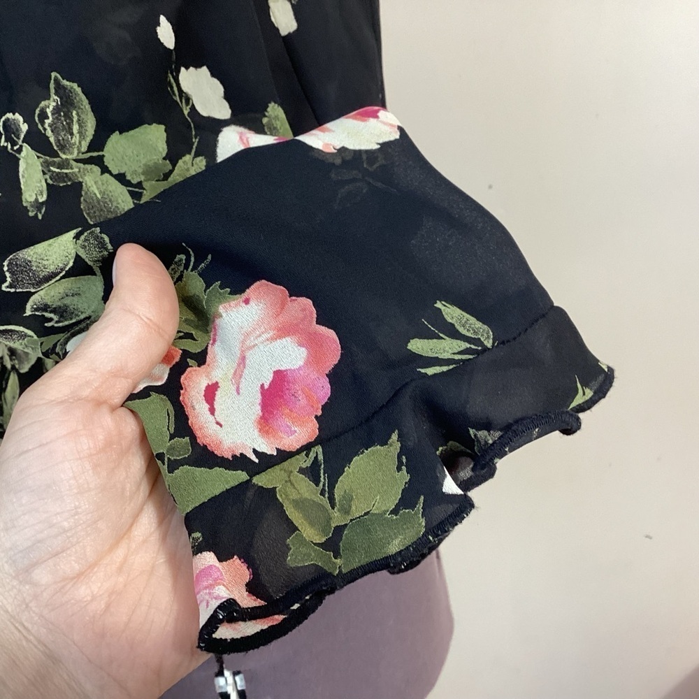 90s Y2K Vintage CDC Cardigan Floral Ruffle Topper Size 8 - Picture 10 of 16